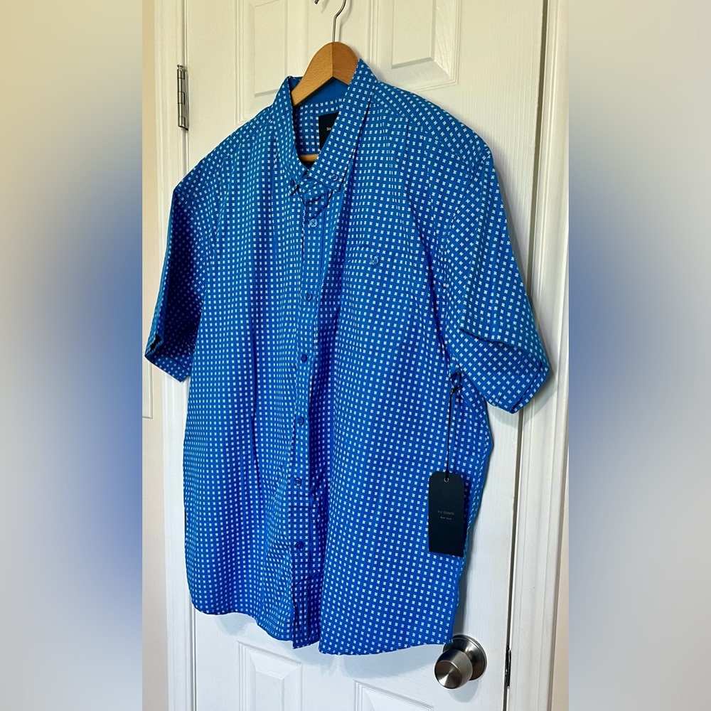 NWT Six Lincoln New York Blue and White Pattern Button Down Shirt - Picture 4 of 7